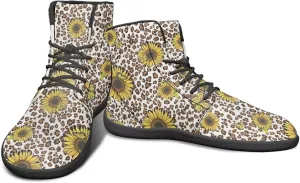 High Top Flower Pattern Zero-Drop Barefoot Shoes for Men Women Lightweight Minimalist Shoes for Running and Hiking Activities