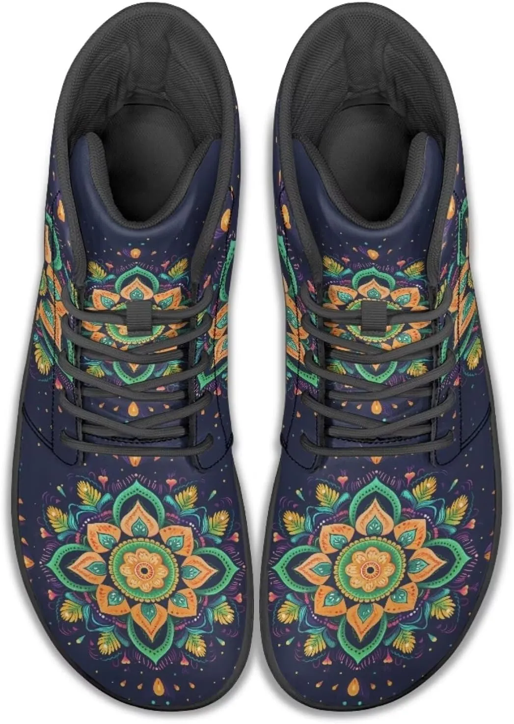 High Top Flower Pattern Zero-Drop Barefoot Shoes for Men Women Lightweight Minimalist Shoes for Running and Hiking Activities