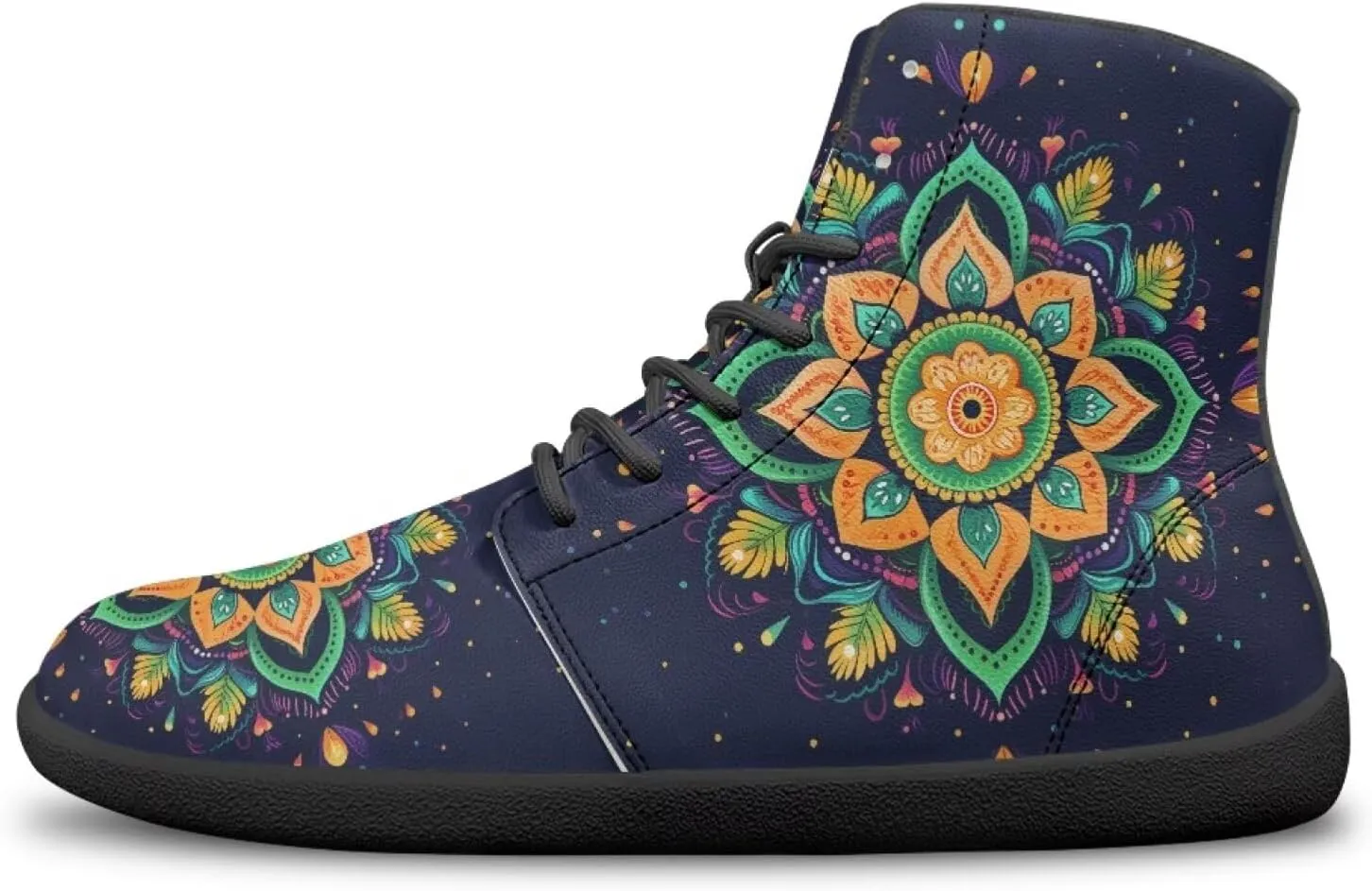 High Top Flower Pattern Zero-Drop Barefoot Shoes for Men Women Lightweight Minimalist Shoes for Running and Hiking Activities