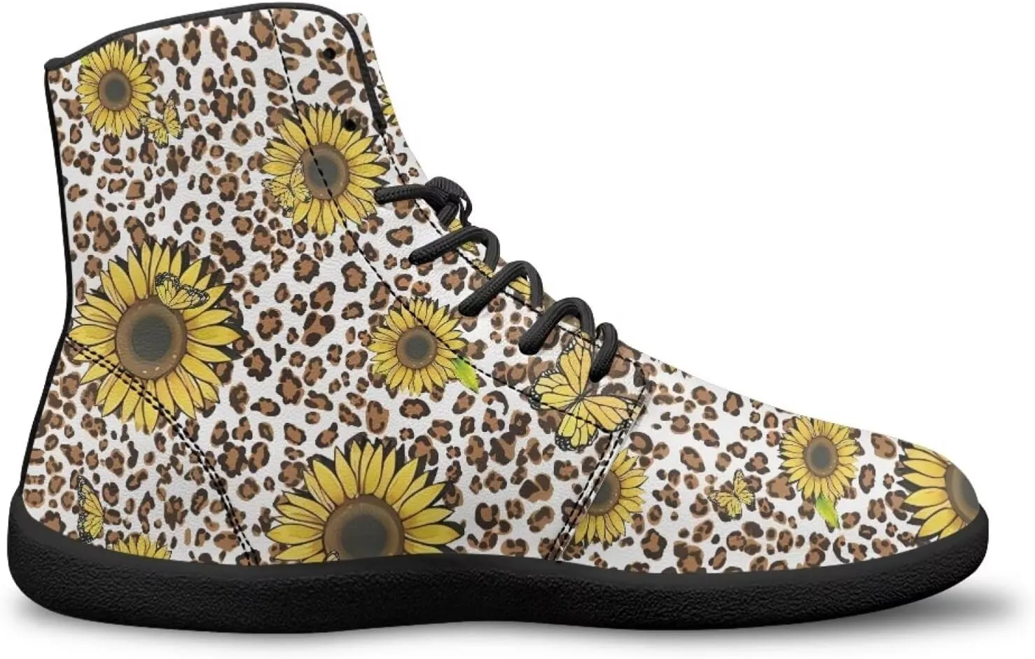 High Top Flower Pattern Zero-Drop Barefoot Shoes for Men Women Lightweight Minimalist Shoes for Running and Hiking Activities