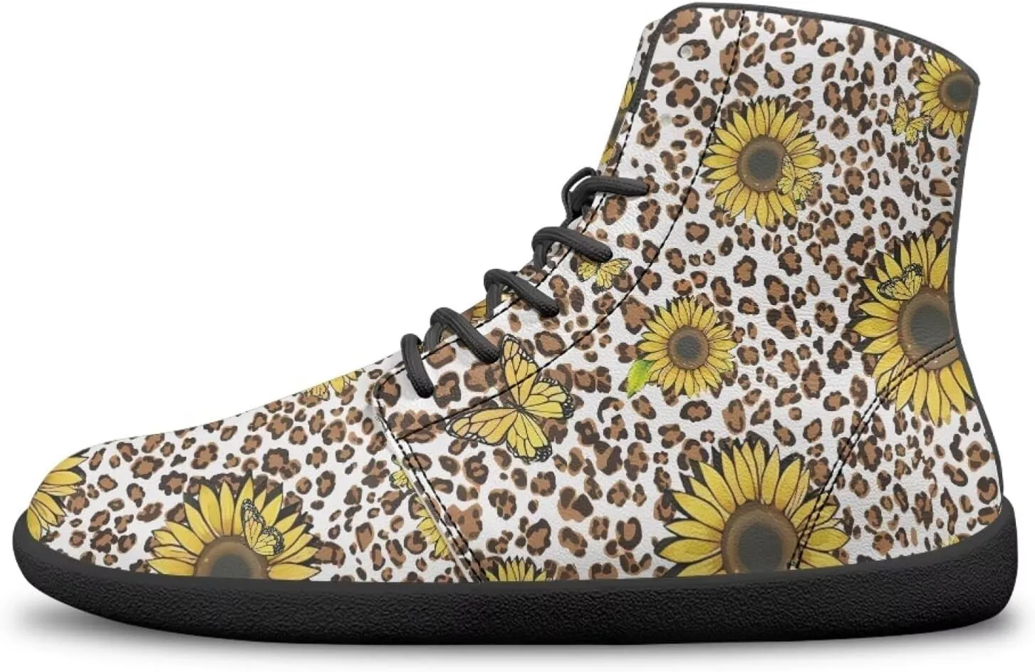 High Top Flower Pattern Zero-Drop Barefoot Shoes for Men Women Lightweight Minimalist Shoes for Running and Hiking Activities