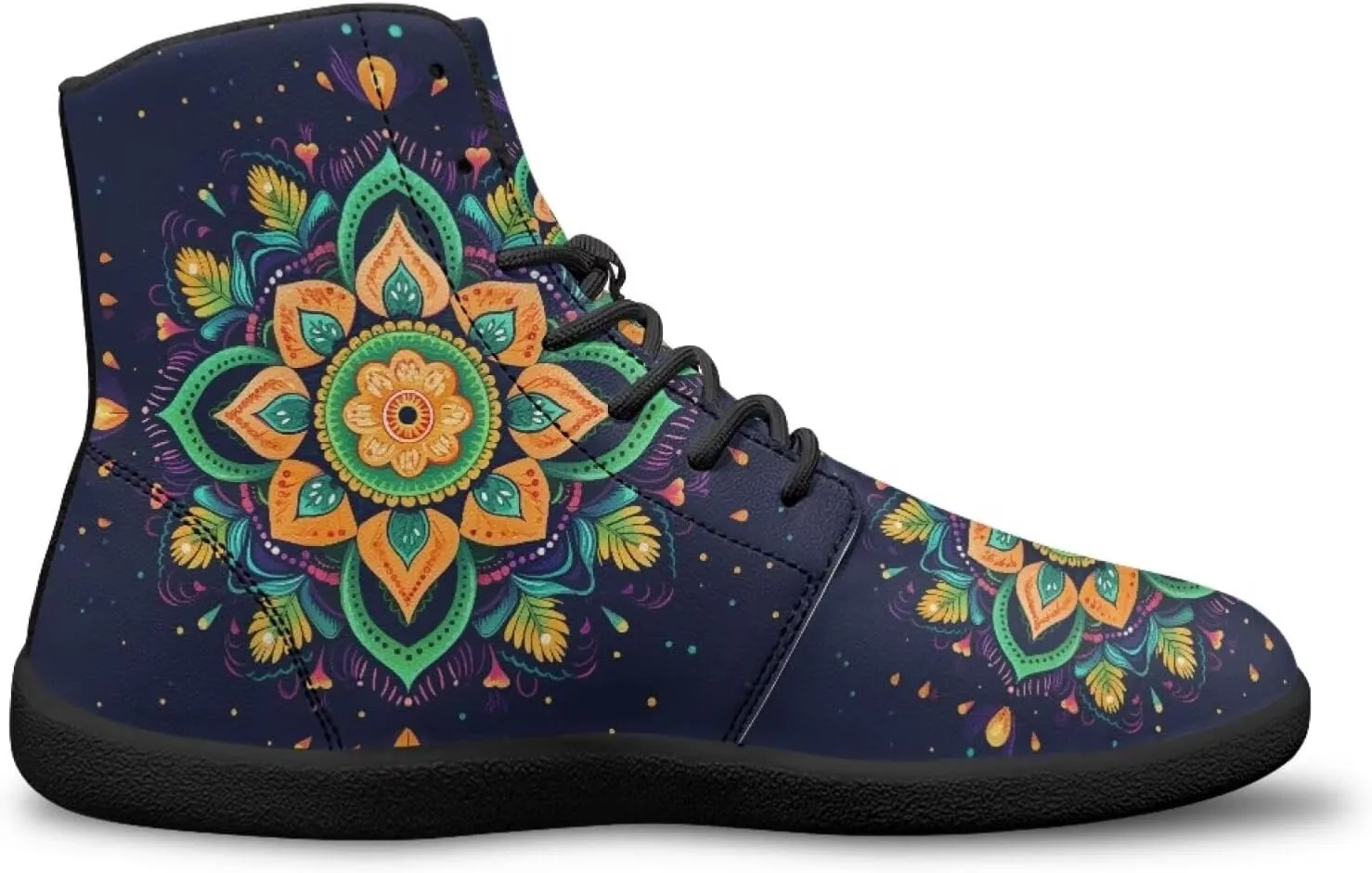 High Top Flower Pattern Zero-Drop Barefoot Shoes for Men Women Lightweight Minimalist Shoes for Running and Hiking Activities