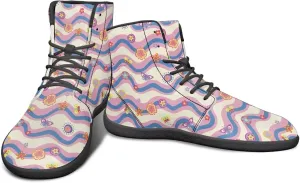 High Top Flower Pattern Zero-Drop Barefoot Shoes for Men Women Lightweight Minimalist Shoes for Running and Hiking Activities