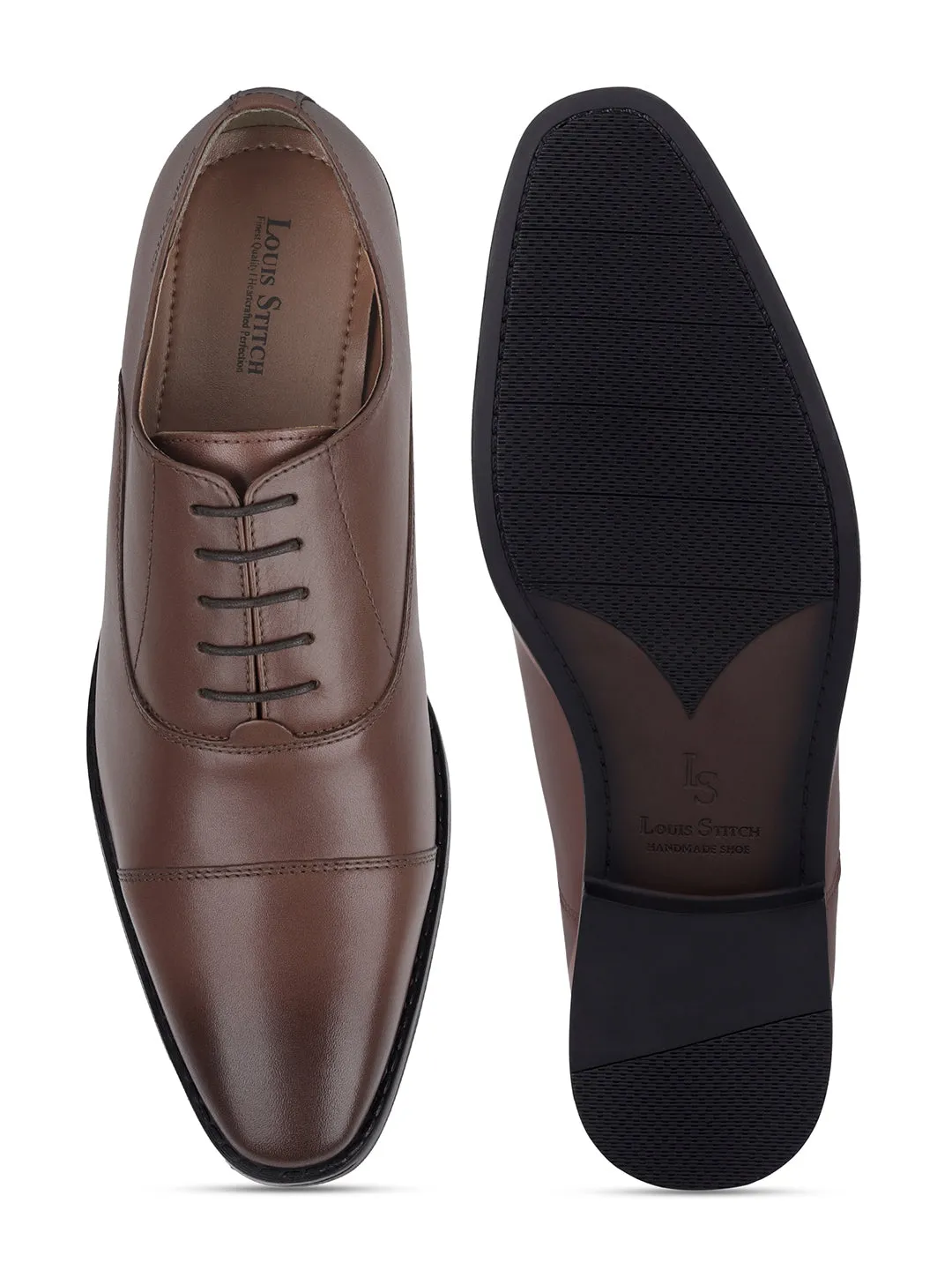 Italian Crust Leather Derby Brunette Brown Shoes for Men