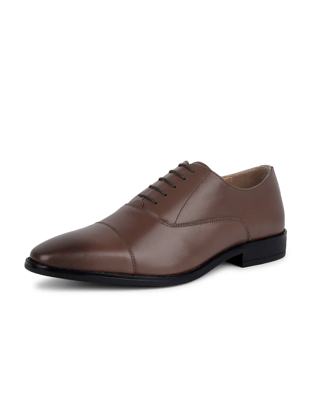 Italian Crust Leather Derby Brunette Brown Shoes for Men