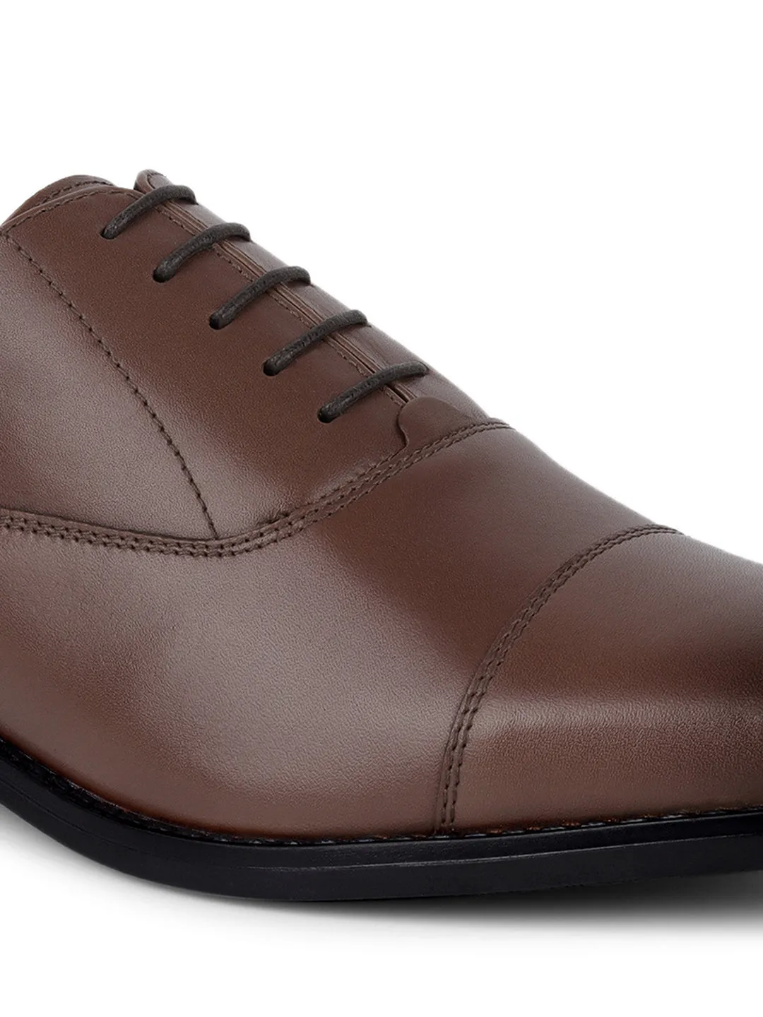 Italian Crust Leather Derby Brunette Brown Shoes for Men