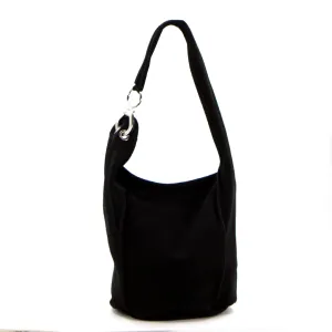 Italian suede handbag with silver components