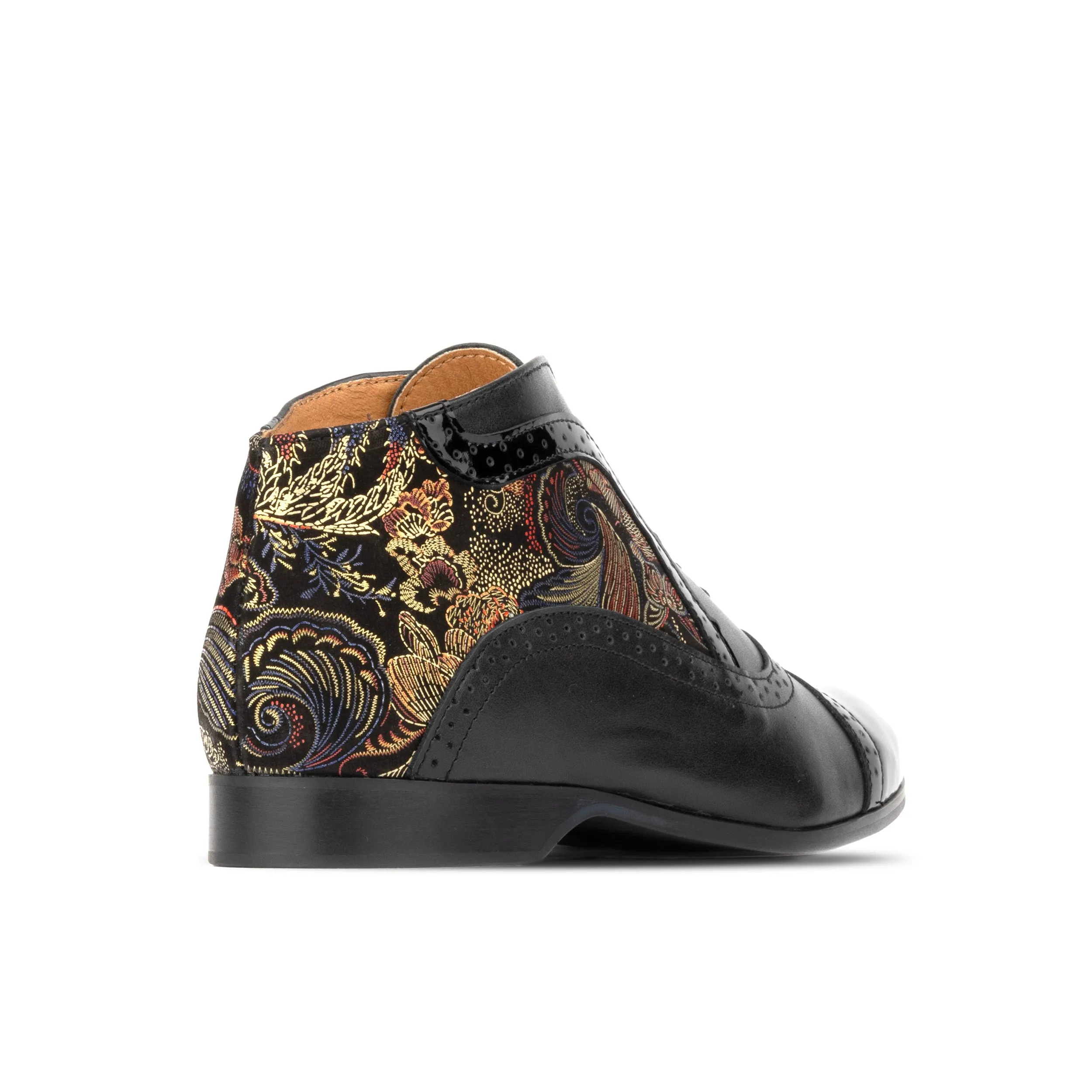 Jasmine - Black Multi - Women's cap toe leather oxford ankle boot in brogue styling