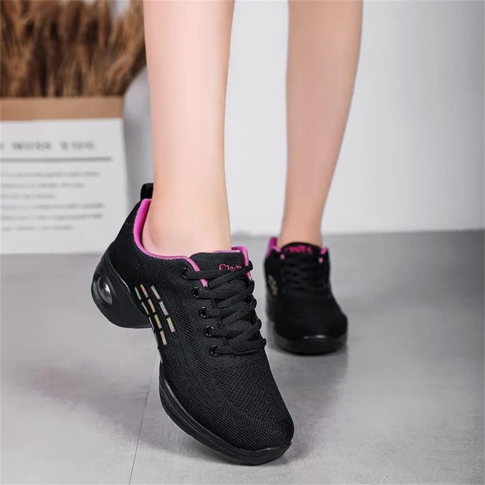 Ladies Jazz Shoes Lace Up Mesh Sneakers - Breathable Cushion Ladies Split Sole Sports Walking Dance Shoes Thick Sole (10,C)