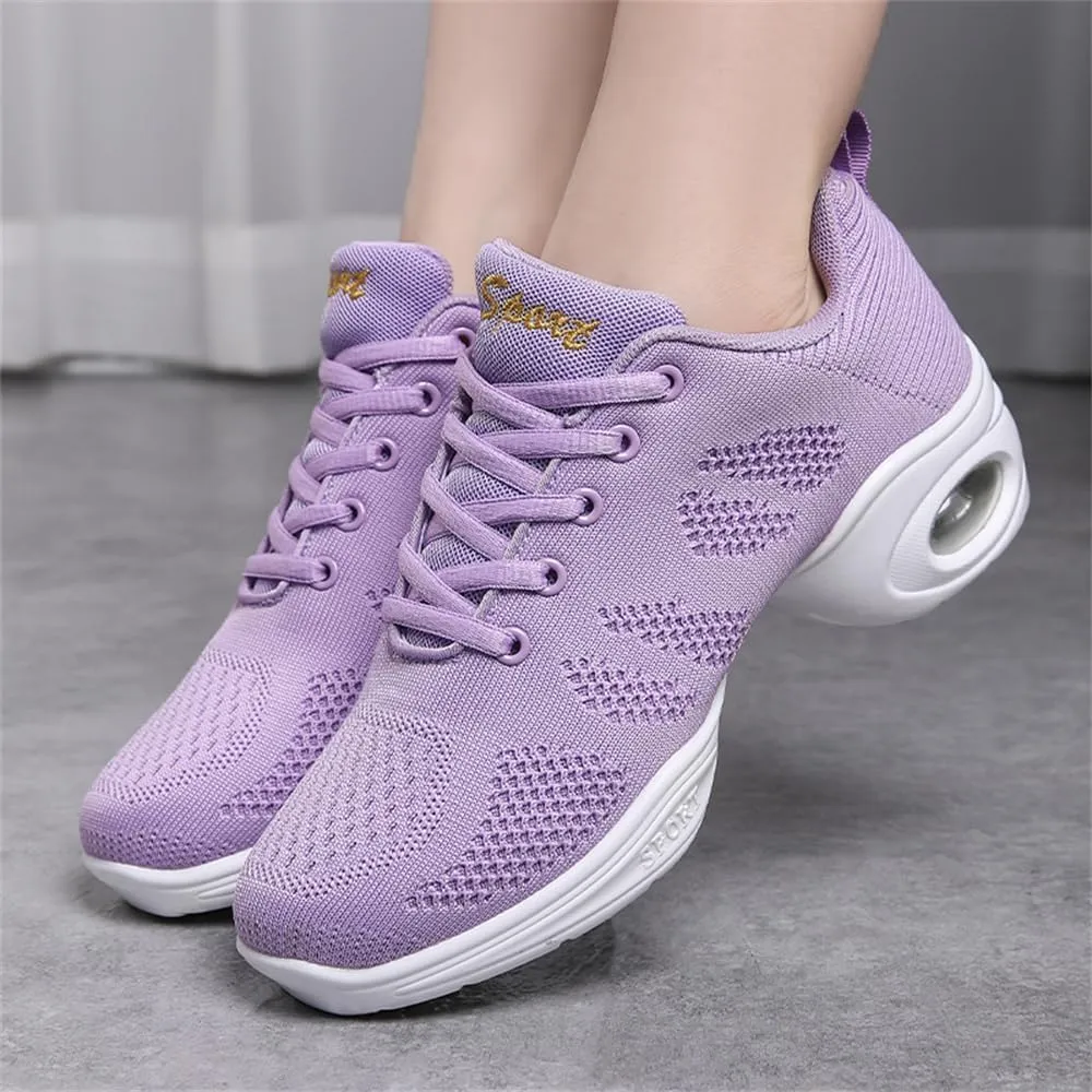 Ladies Jazz Shoes Lace Up Mesh Sneakers - Breathable Cushion Ladies Split Sole Sports Walking Dance Shoes Thick Sole (8,A)