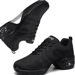 Ladies Jazz Shoes Lace Up Mesh Sneakers - Breathable Cushion Ladies Split Sole Sports Walking Dance Shoes Thick Sole (8,D)