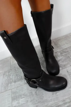 Lets Ride - Gun Buckle Knee High Boots