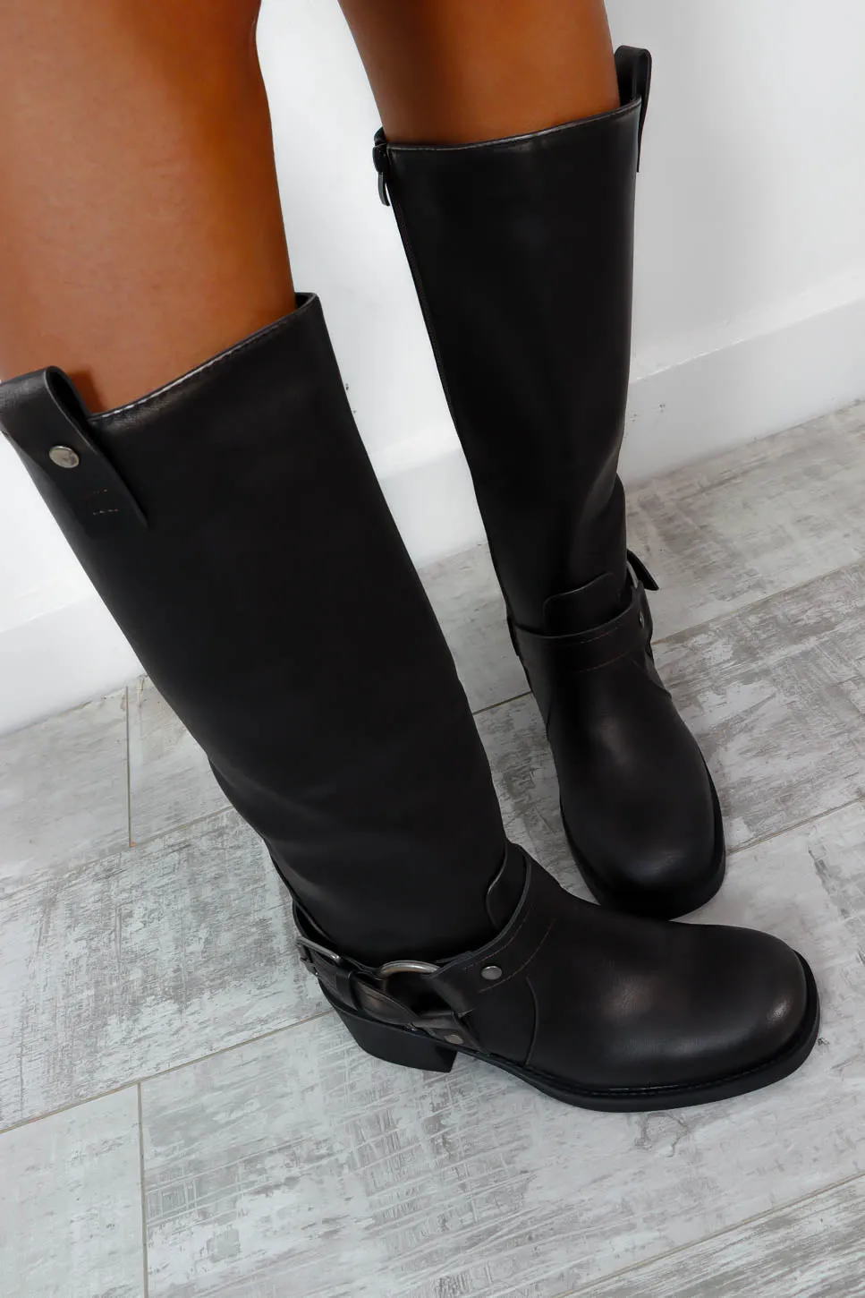 Lets Ride - Gun Buckle Knee High Boots