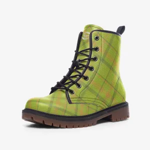 Lime Green Tartan Plaid Combat Boots