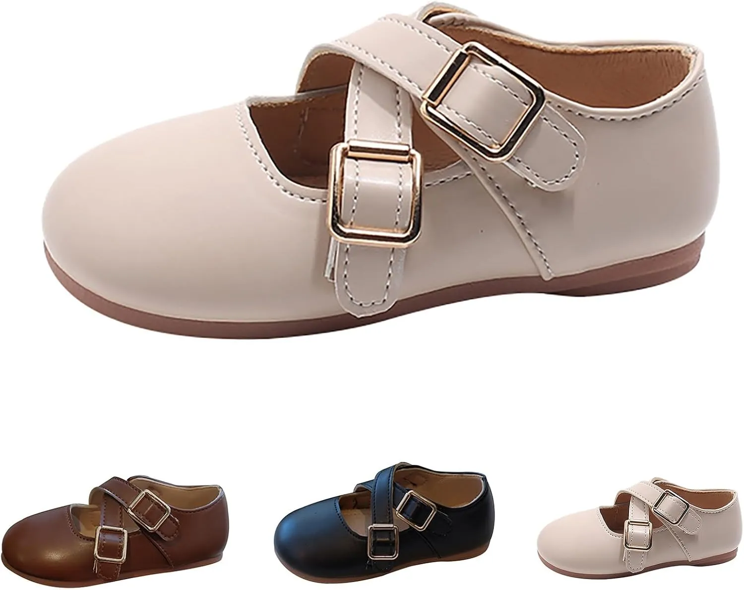 Little Girls Mary Jane School Uniform Shoes Buckle Strap Dress Flats Moccasins Toddler Princess Dress Shoes