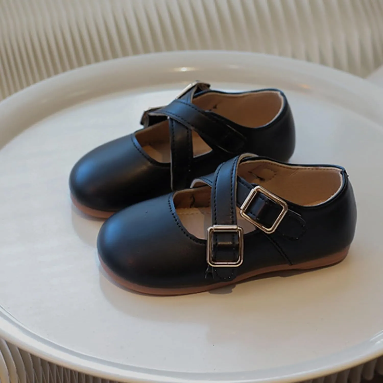 Little Girls Mary Jane School Uniform Shoes Buckle Strap Dress Flats Moccasins Toddler Princess Dress Shoes