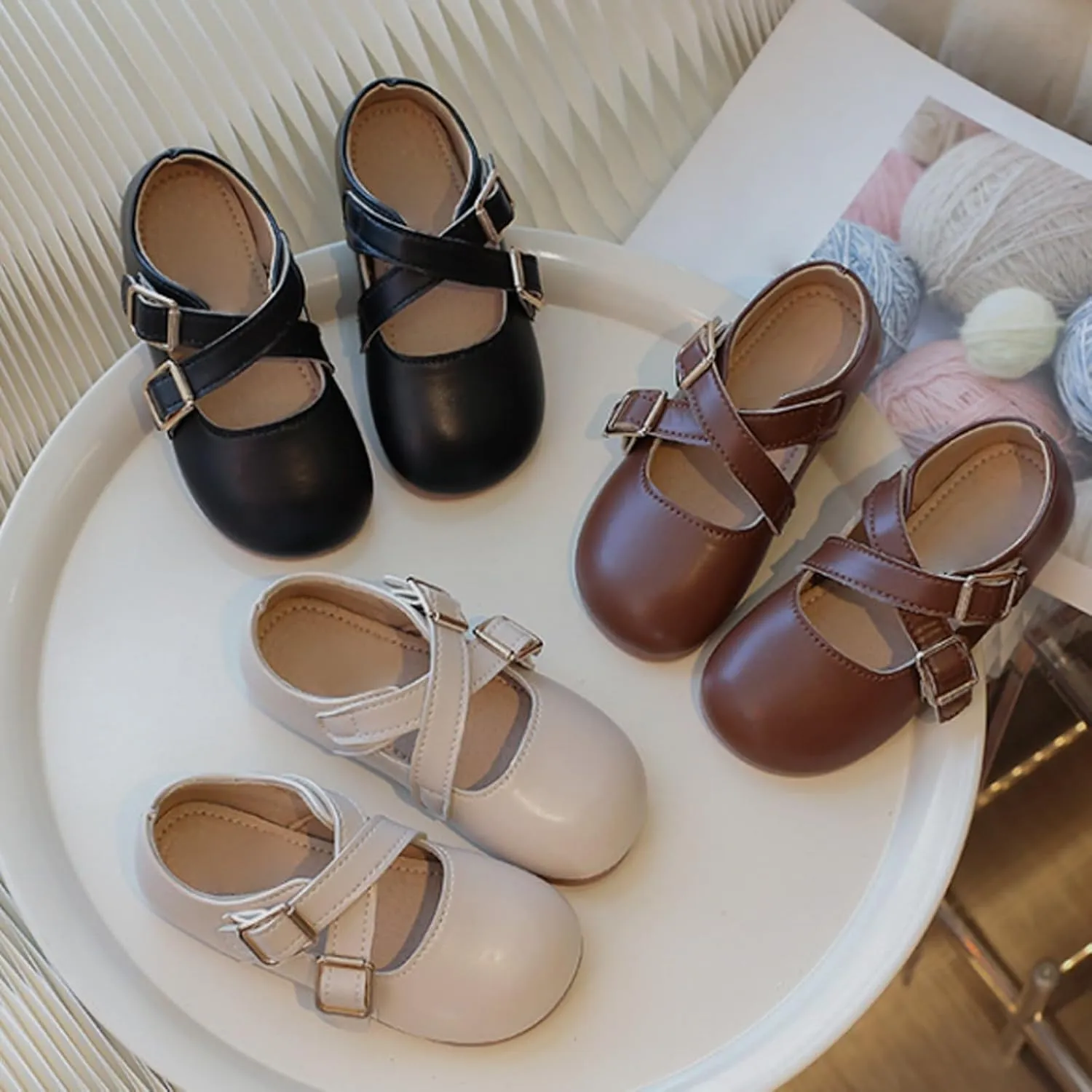 Little Girls Mary Jane School Uniform Shoes Buckle Strap Dress Flats Moccasins Toddler Princess Girls Dress Shoes