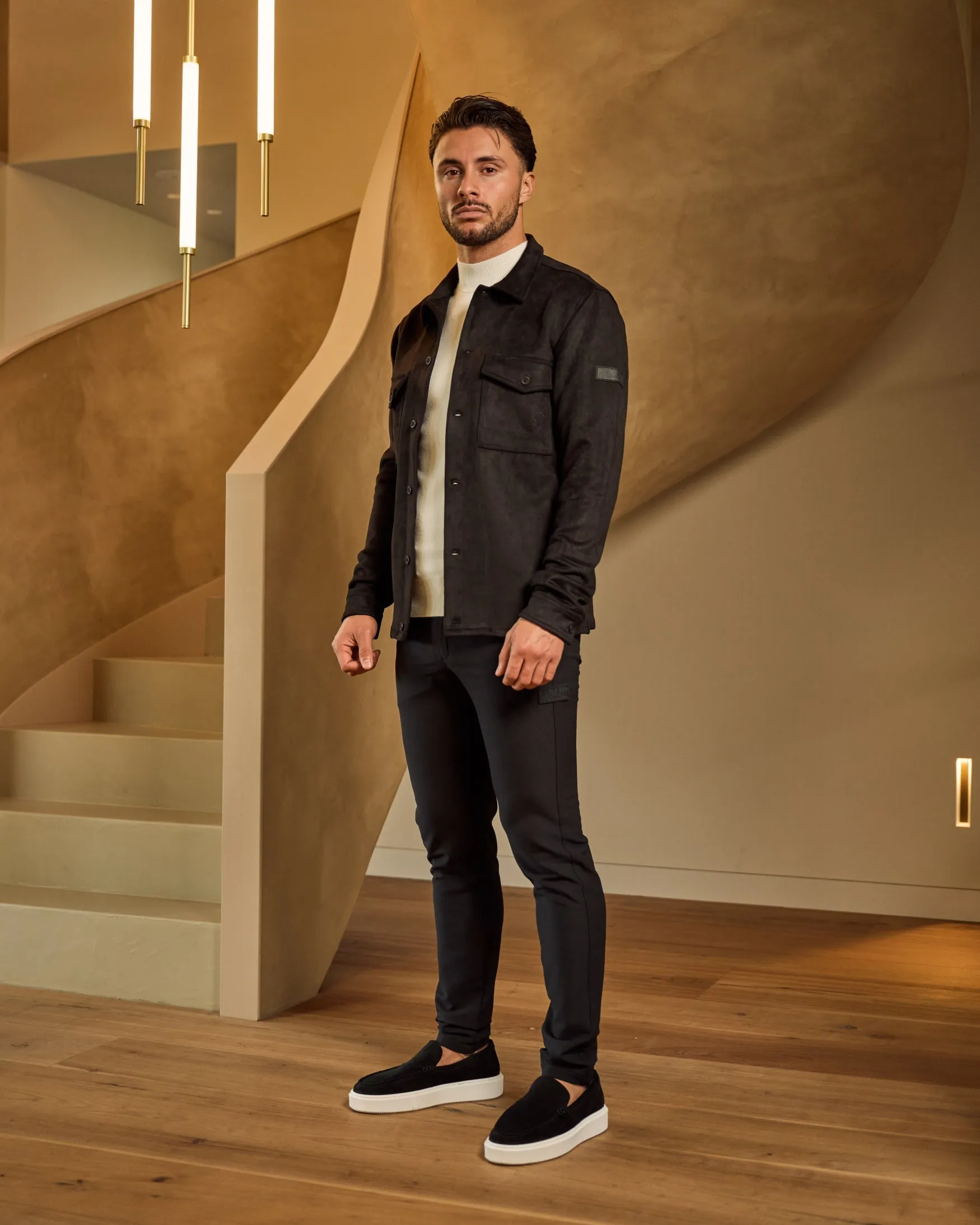 Malelions Men Suedine Overshirt | Black