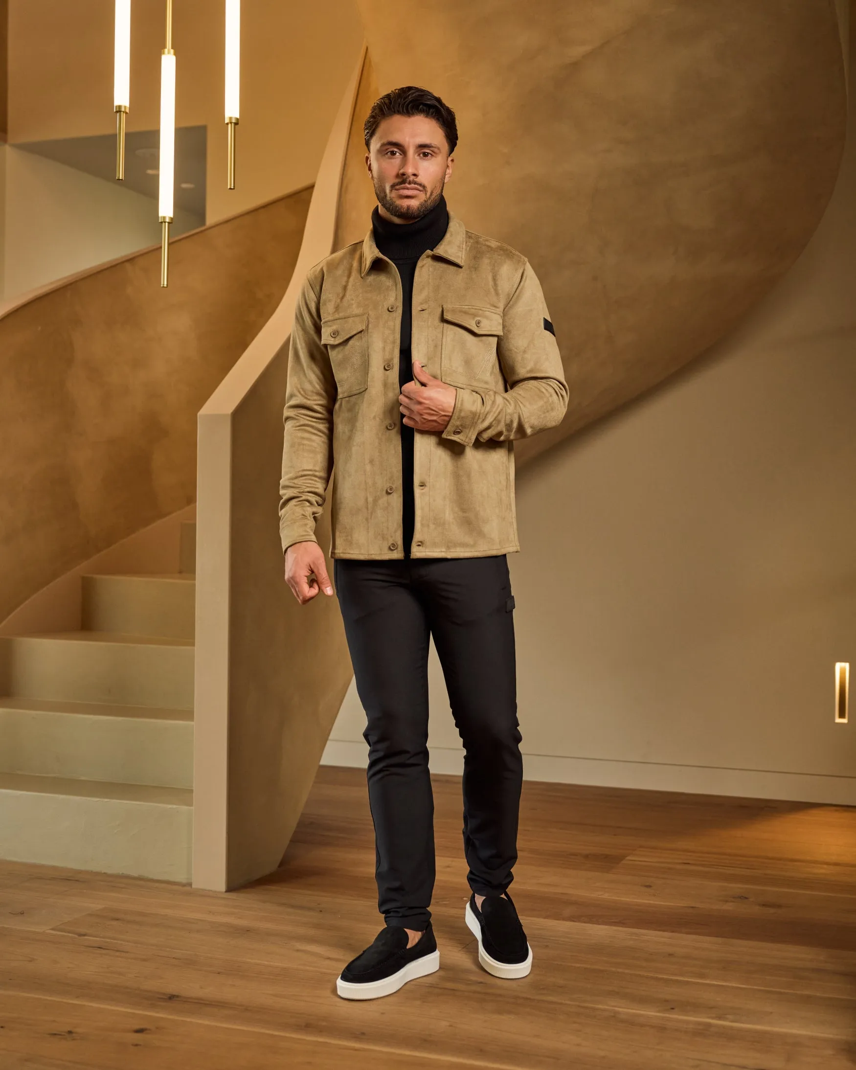 Malelions Men Suedine Overshirt | Taupe