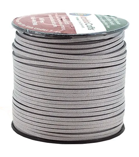 Mandala Crafts 2.65mm Faux Suede Cord - Flat Vegan Leather Cord for Jewelry Making Beading - Micro Fiber Leather String Cord Leather Lace for Leather Lacing Necklace Bracelet
