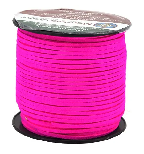 Mandala Crafts 2.65mm Faux Suede Cord - Flat Vegan Leather Cord for Jewelry Making Beading - Micro Fiber Leather String Cord Leather Lace for Leather Lacing Necklace Bracelet