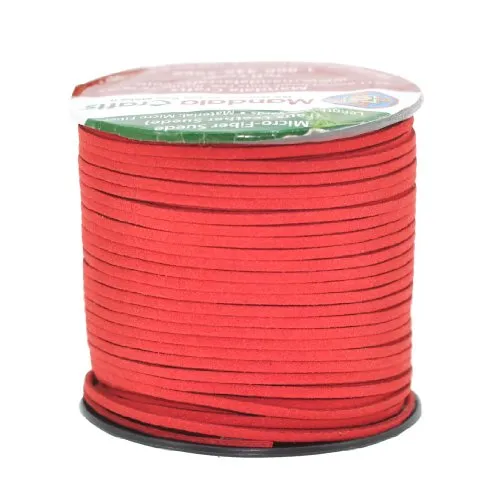 Mandala Crafts 2.65mm Faux Suede Cord - Flat Vegan Leather Cord for Jewelry Making Beading - Micro Fiber Leather String Cord Leather Lace for Leather Lacing Necklace Bracelet