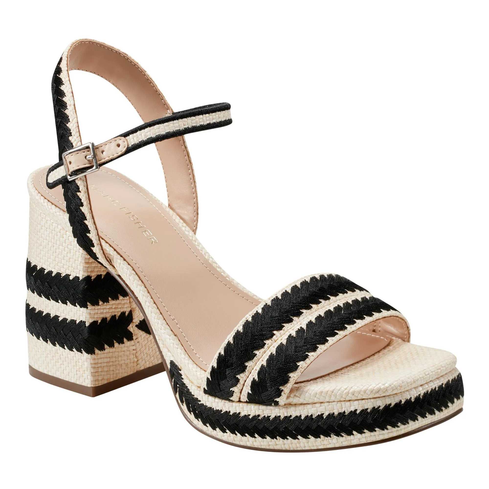 Marc Fisher Women's Honnia Lt Natural89292/Black/Woven Ra M
