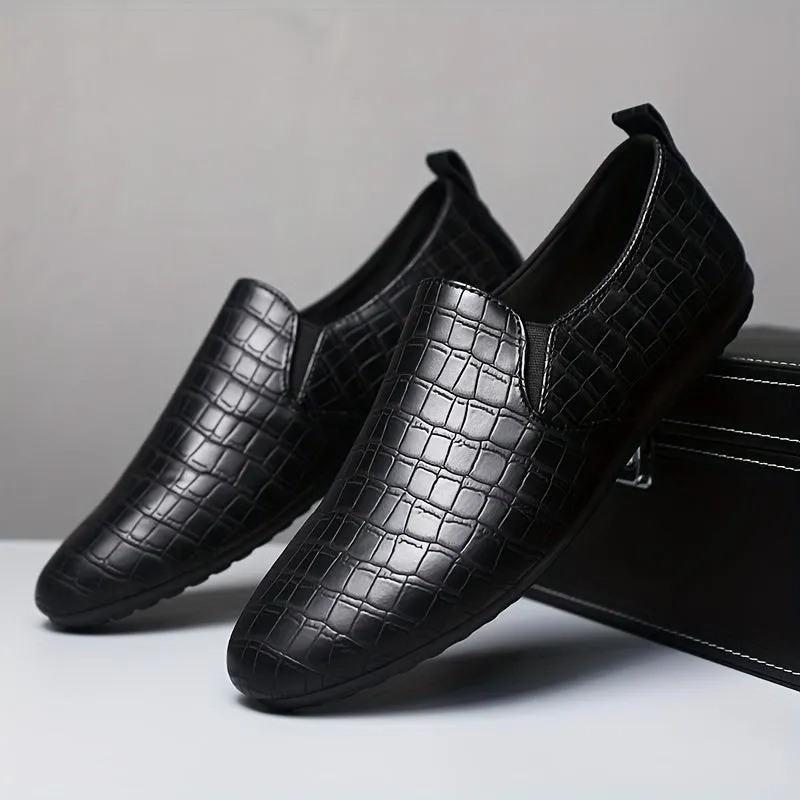 Men's Elegant Casual PU Leather Solid Color Loafer With Rubber Sole
