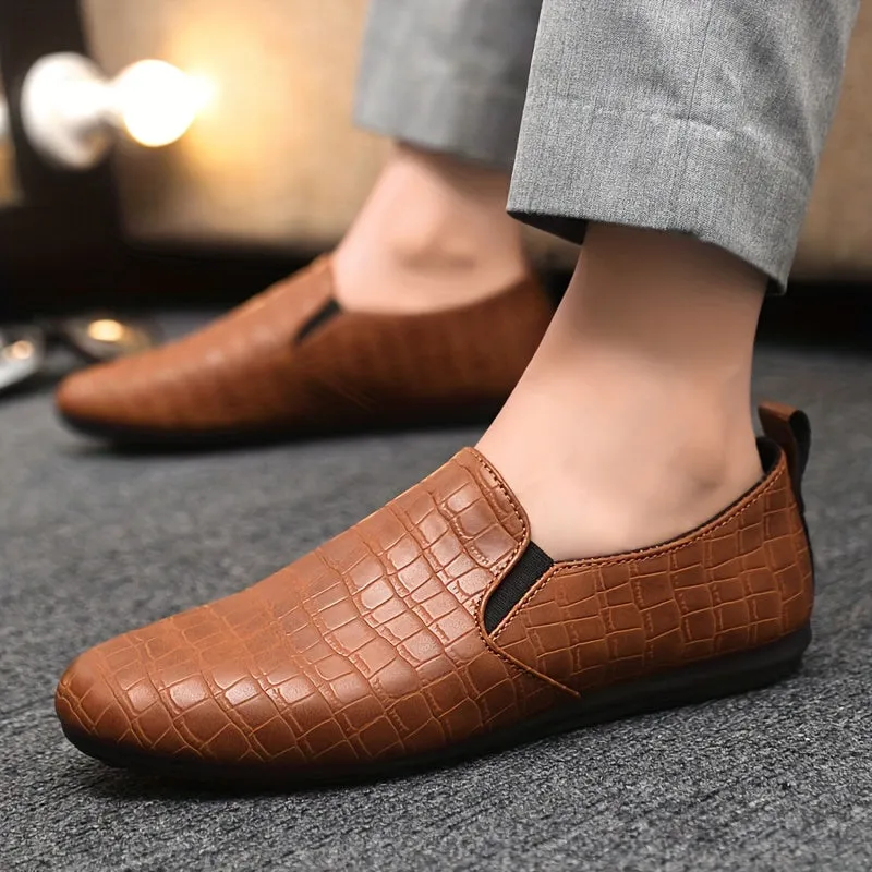 Men's Elegant Casual PU Leather Solid Color Loafer With Rubber Sole