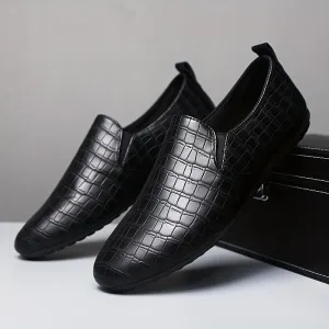 Men's Elegant Casual PU Leather Solid Color Loafer With Rubber Sole