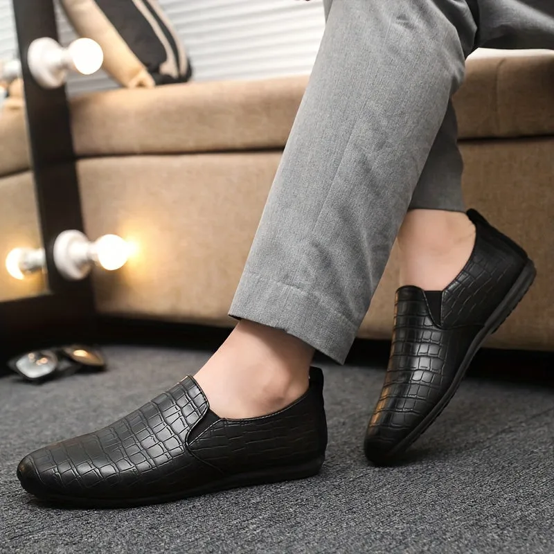Men's Elegant Casual PU Leather Solid Color Loafer With Rubber Sole