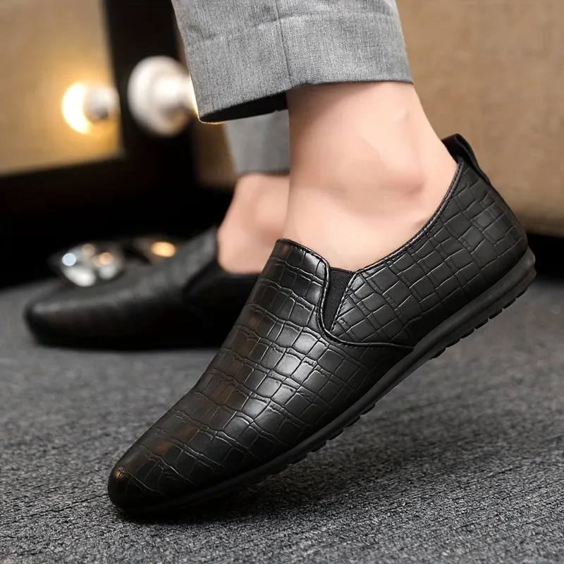 Men's Elegant Casual PU Leather Solid Color Loafer With Rubber Sole
