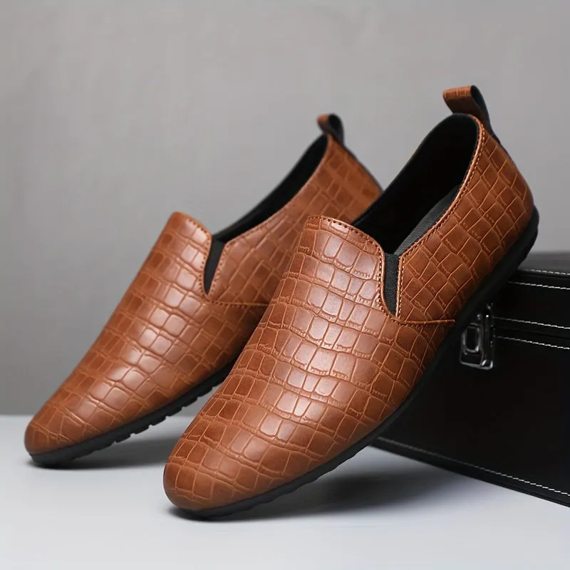 Men's Elegant Casual PU Leather Solid Color Loafer With Rubber Sole