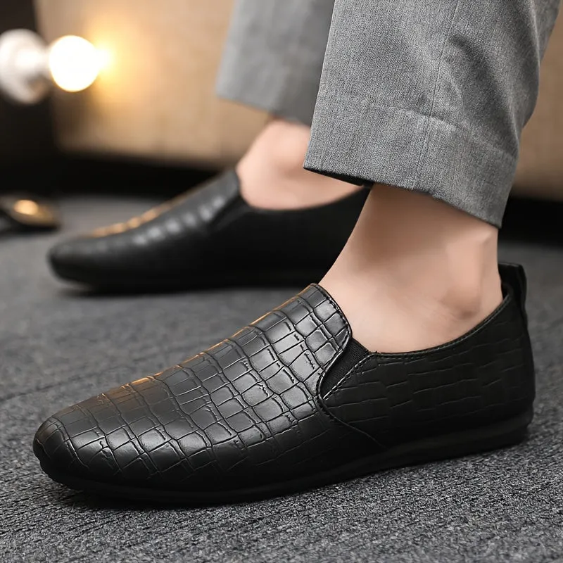 Men's Elegant Casual PU Leather Solid Color Loafer With Rubber Sole