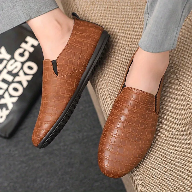 Men's Elegant Casual PU Leather Solid Color Loafer With Rubber Sole