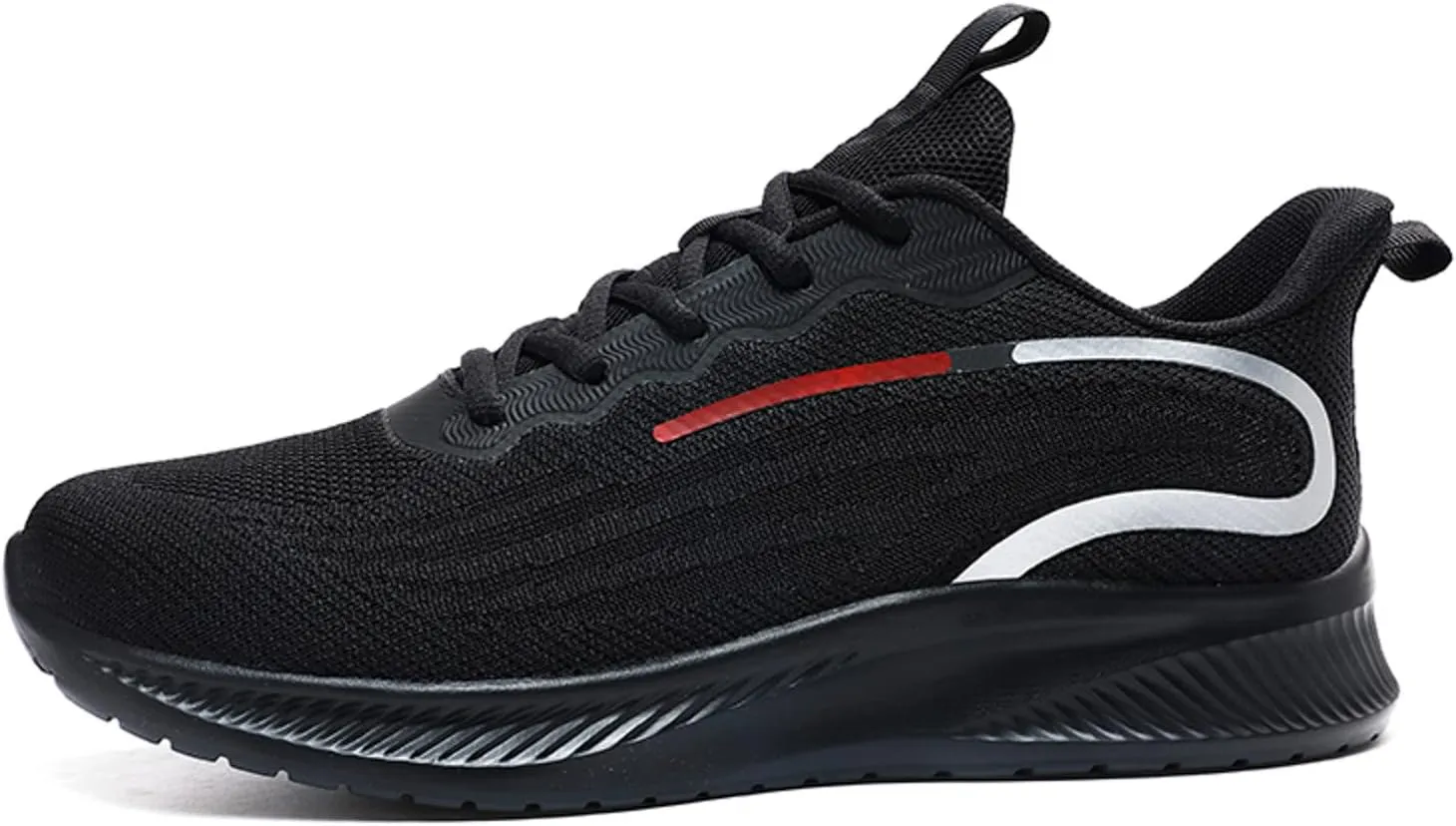 Mens Non Slip Arch Support Walking Sneakers Lightweight Breathable Mesh Slip on Cushion Running Shoes Athletic Gym Tennis Shoes for Men All Day Comfort Work Footwear Black