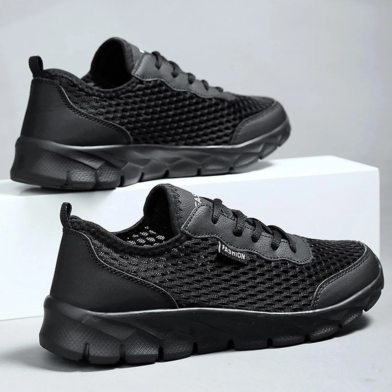 Men's Slip on Walking Shoes Comfy Knitted Memory Foam Breathable Mesh Fashion Sneakers Non Slip Arch Support Cushioning Workout Tennis Shoes Wide Width