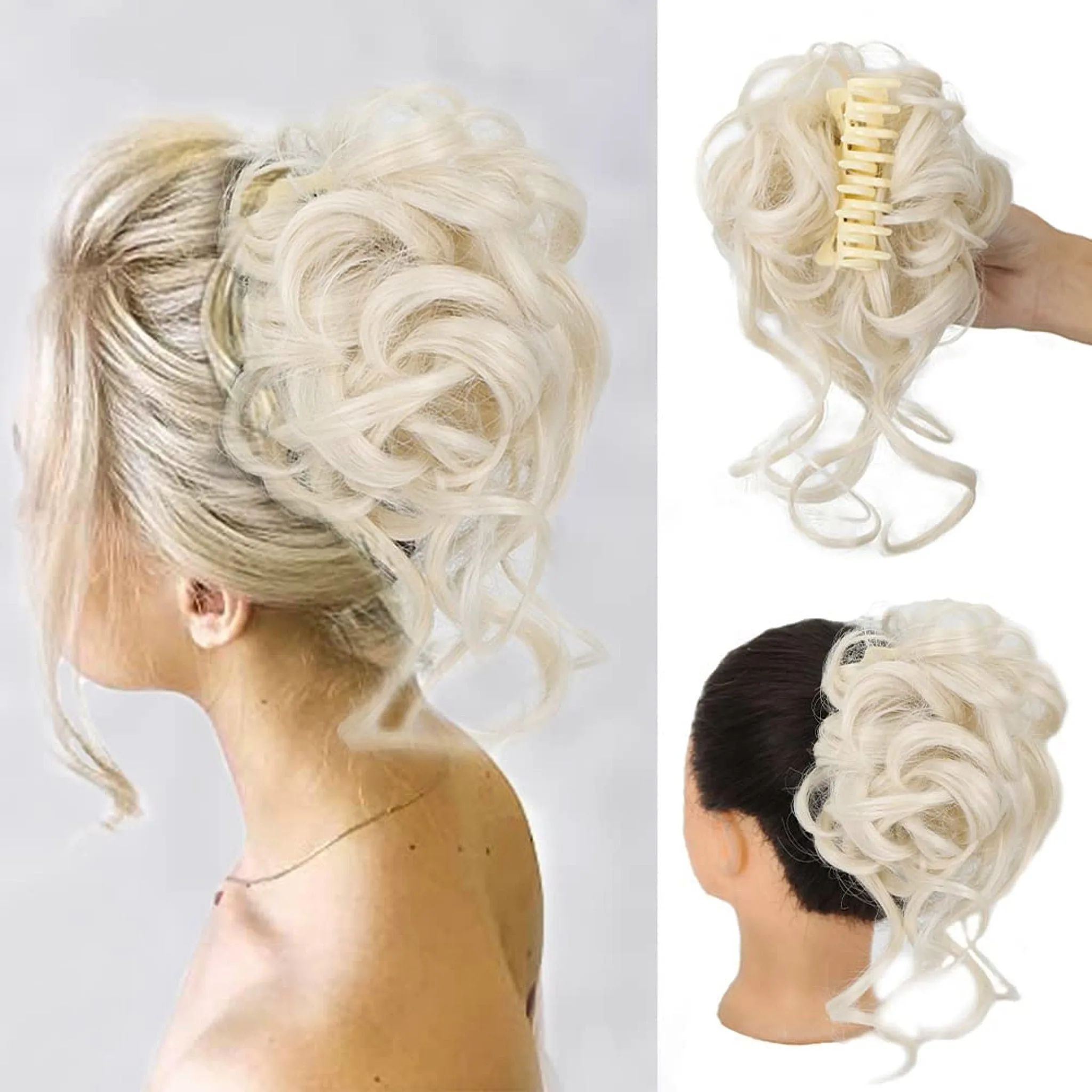 Messy Bun Hair Piece Wavy Curly Chignon Ponytail Hairpiece for Daily Wear