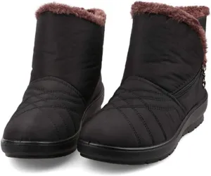 MIOKE Women's Waterproof Snow Ankle Boots Winter Fur Warm Zipper Anti-slip Outdoor Rain Snow Short Booties