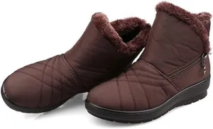 MIOKE Women's Waterproof Snow Ankle Boots Winter Fur Warm Zipper Anti-slip Outdoor Rain Snow Short Booties
