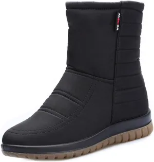 MIOKE Women's Winter Waterproof Rain Snow Ankle Booties Warm Fur Zipper Anti-slip Outdoor Snow Short Boots