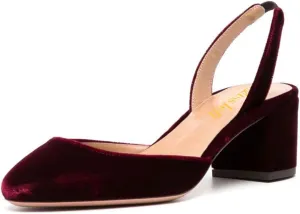 miss left Women Vintage Slingback Closed Almond Toe Pumps Slip On Mid Chunky Block Heels Stretchy Ankle Backstrap Sandals Elegant Dancing Ballroom Shoes Size 4-16 US