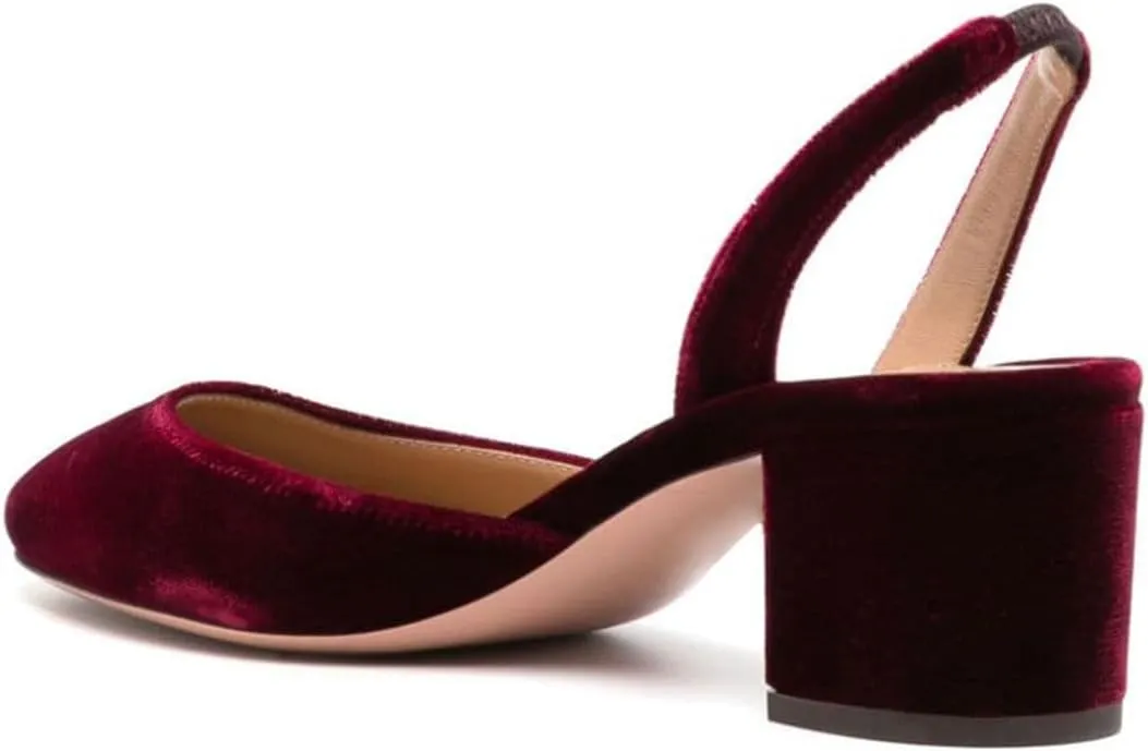 miss left Women Vintage Slingback Closed Almond Toe Pumps Slip On Mid Chunky Block Heels Stretchy Ankle Backstrap Sandals Elegant Dancing Ballroom Shoes Size 4-16 US