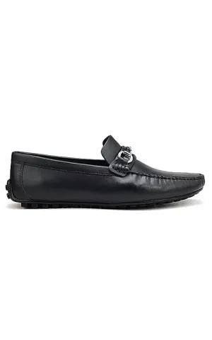 Navy Embellished Moccasins