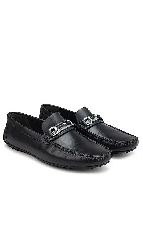 Navy Embellished Moccasins