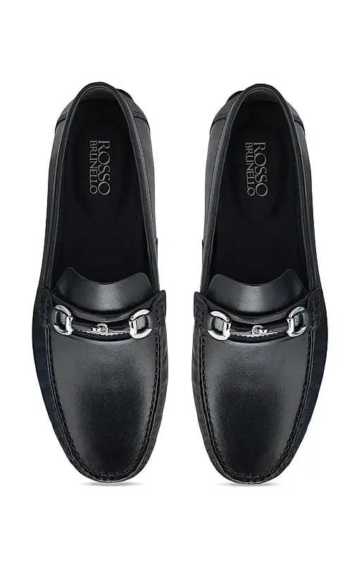 Navy Embellished Moccasins