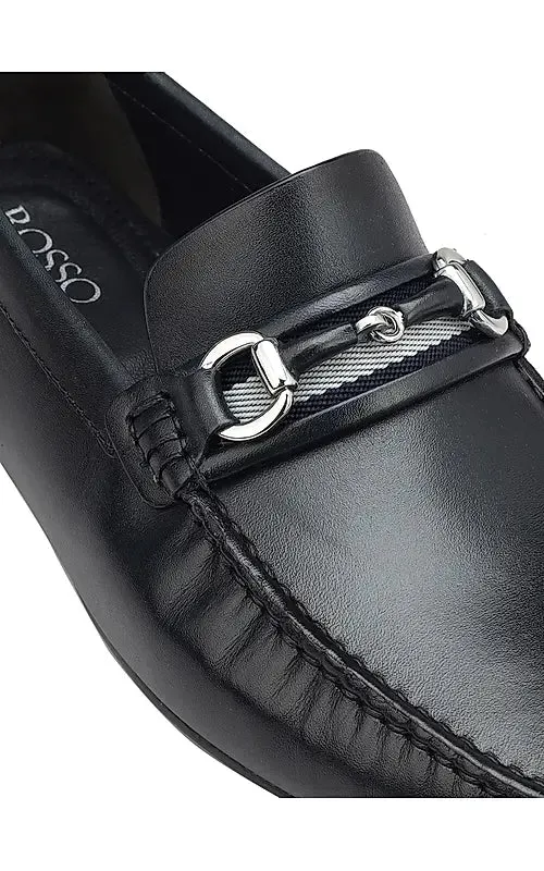 Navy Embellished Moccasins