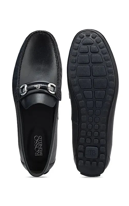 Navy Embellished Moccasins