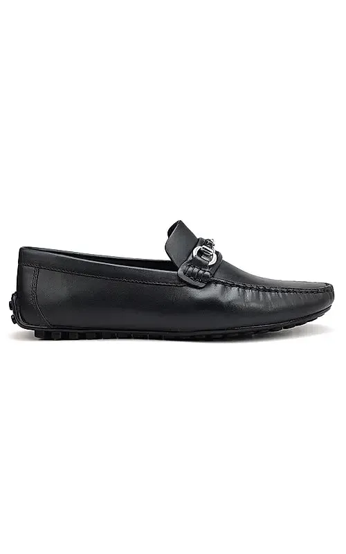 Navy Embellished Moccasins