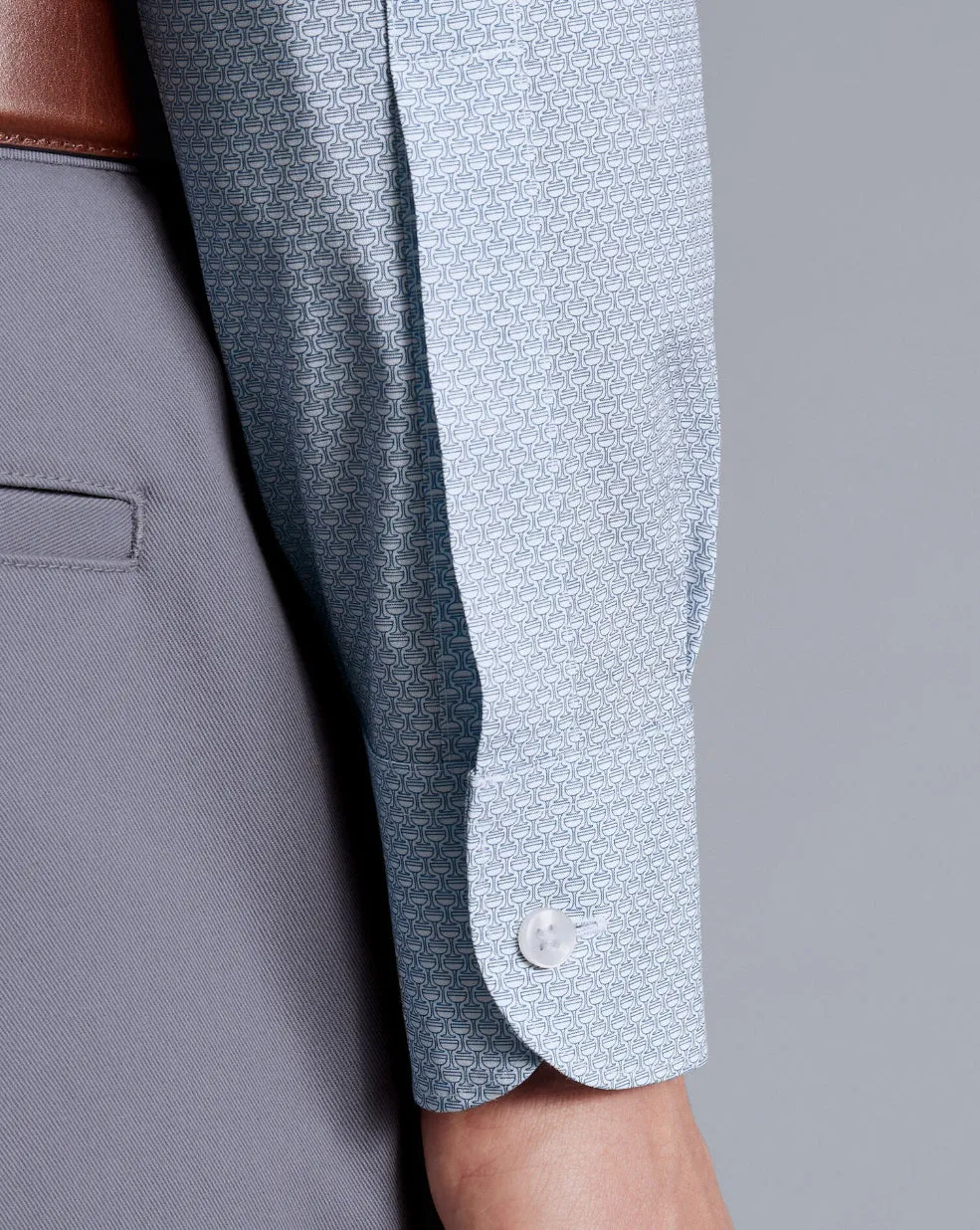 Ocean Blue Wine Glass Print Non-Iron Slim Fit Shirt